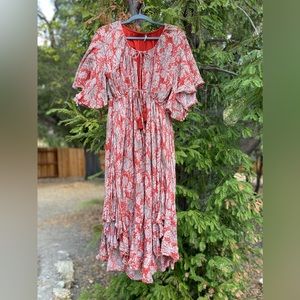 Free People Midi Dress Red Floral (S)